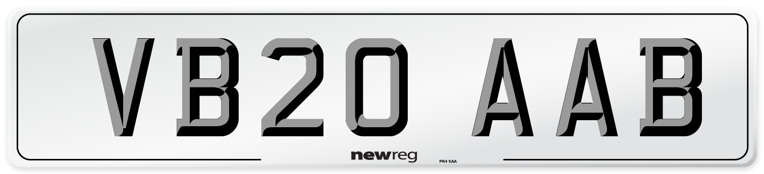 VB20 AAB Number Plate from New Reg